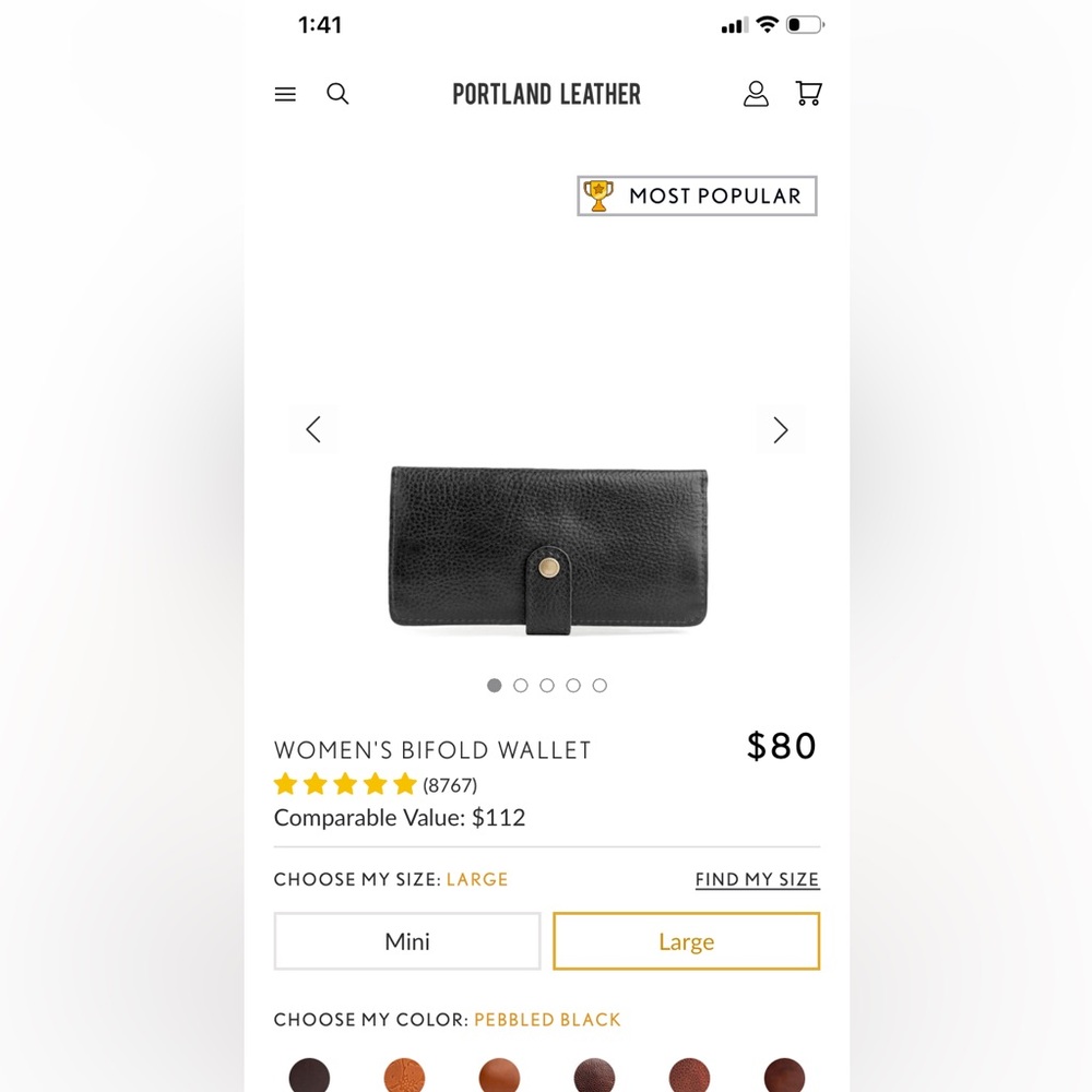 Portland Leather Company bifold wallet